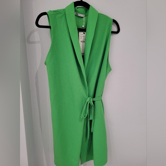 NWT Zara Green Wrap Dress- Large - Picture 3 of 4